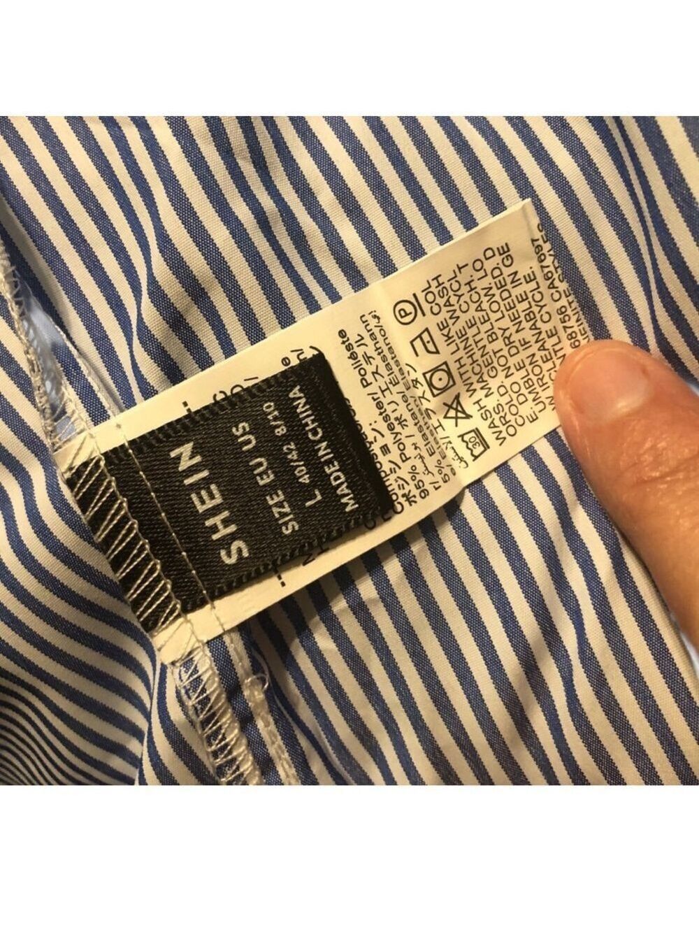 Striped Long Shirt Dress Blue/White Size L - Picture 6 of 8